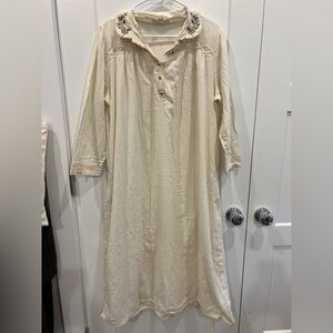 April Cornell Ivory Cotton Embroidered Maxi Dress House XL